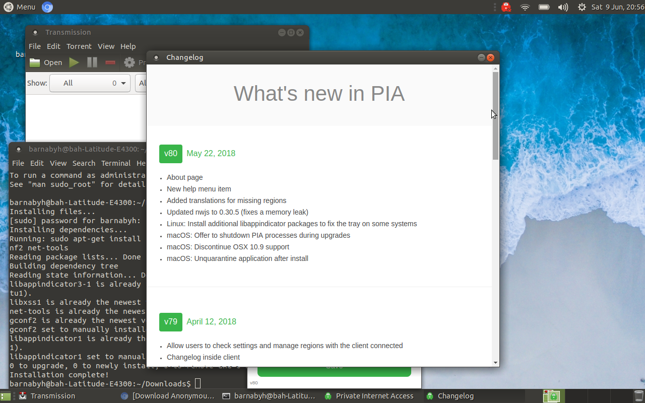 Ubuntu MATE desktop screenshot: 18.04 vpn