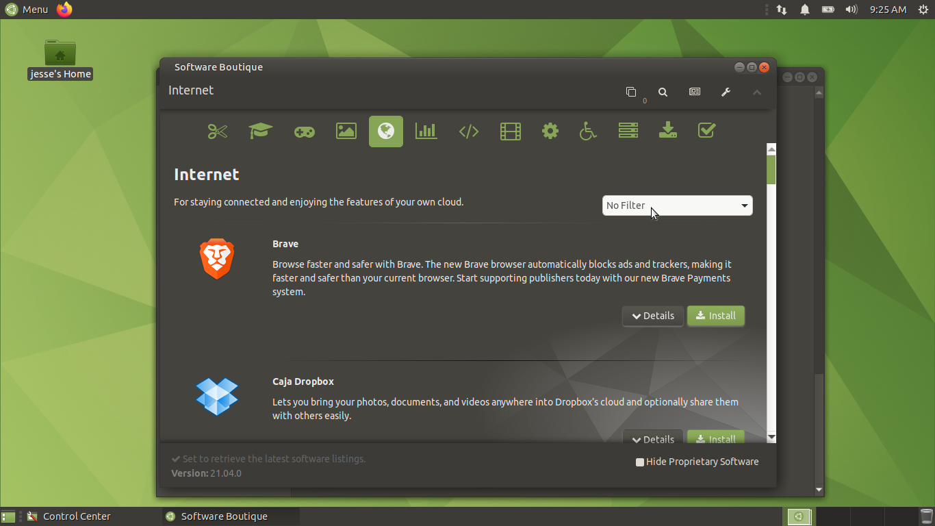 Ubuntu MATE desktop screenshot: 21.04 software