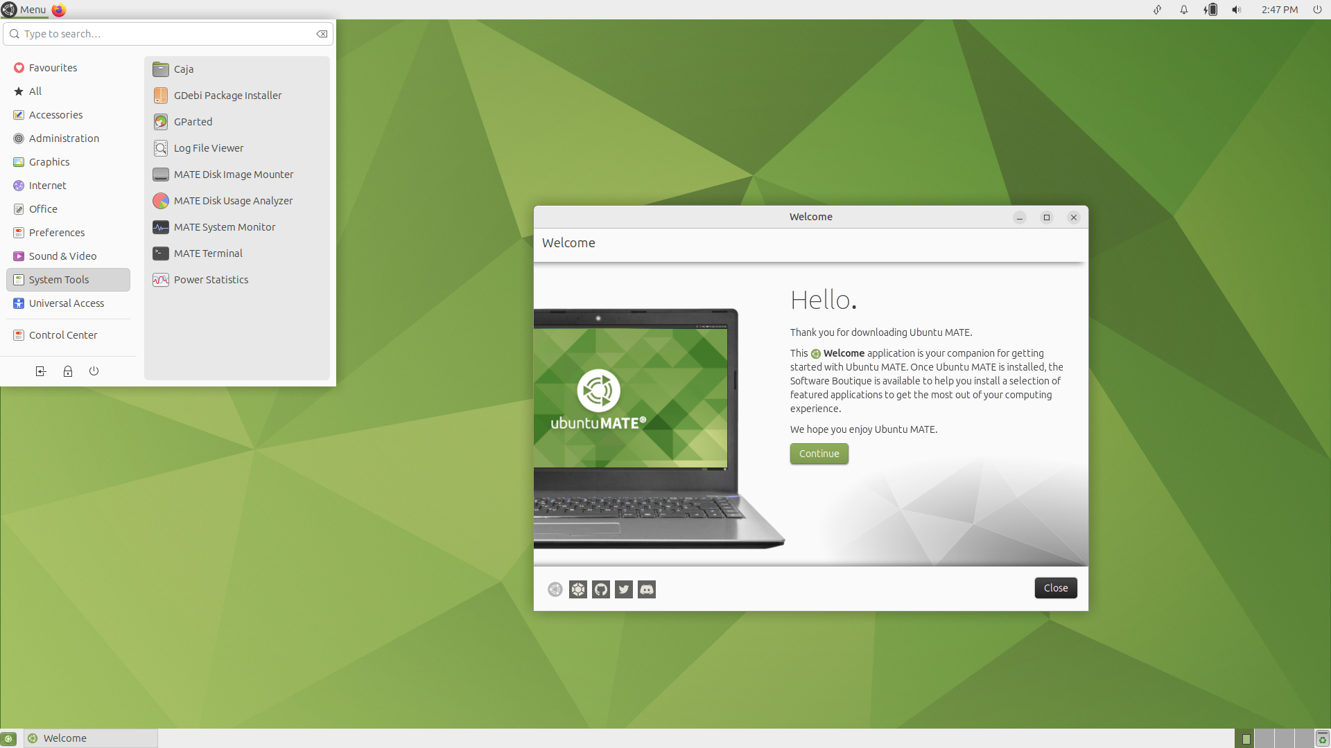 Ubuntu MATE desktop screenshot: 23.10