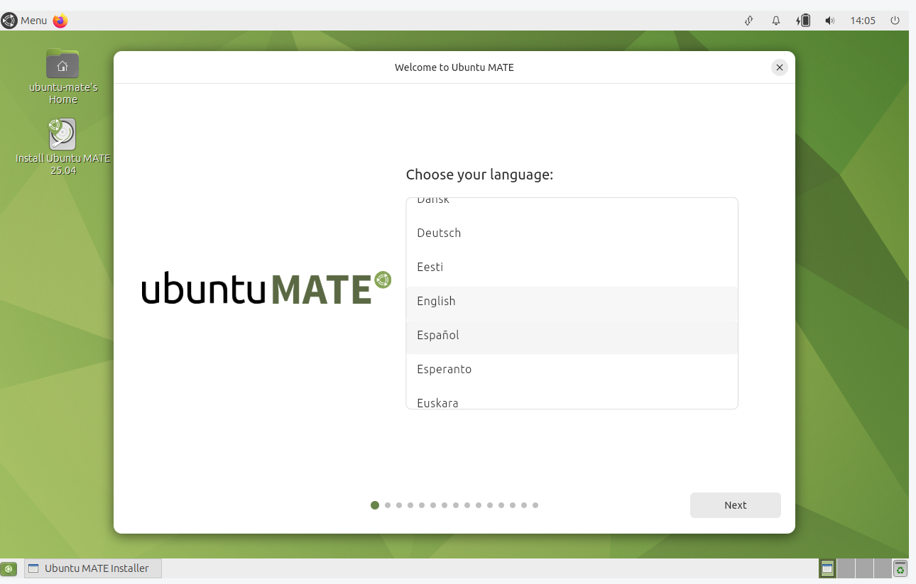 Ubuntu MATE desktop screenshot: 25.04 installer1