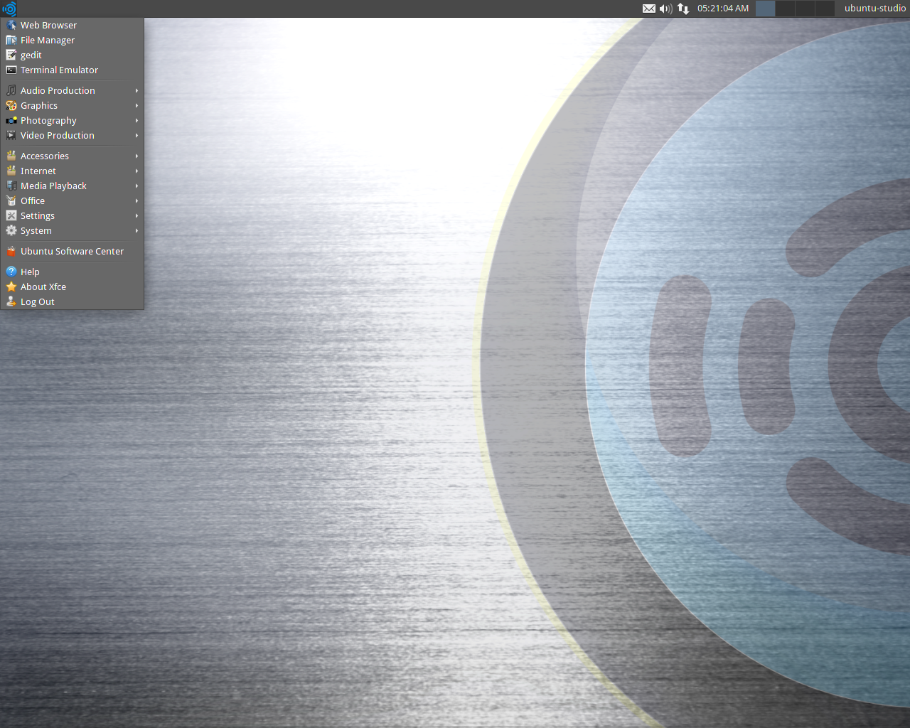 Ubuntu Studio desktop screenshot: 12.04