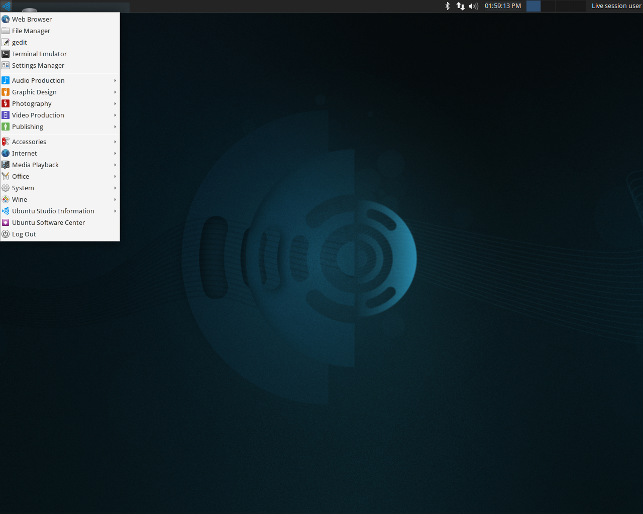 Ubuntu Studio desktop screenshot: 14.04
