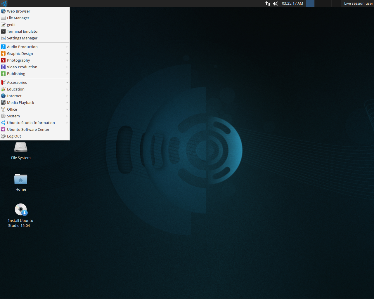 Ubuntu Studio desktop screenshot: 15.04