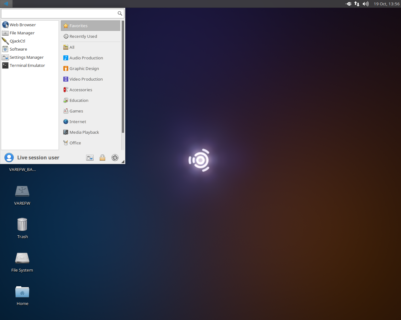 Ubuntu Studio desktop screenshot: 17.10