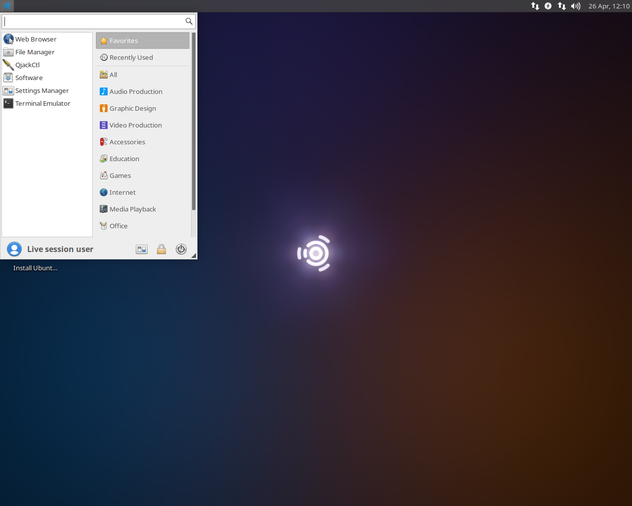 Ubuntu Studio desktop screenshot: 18.04
