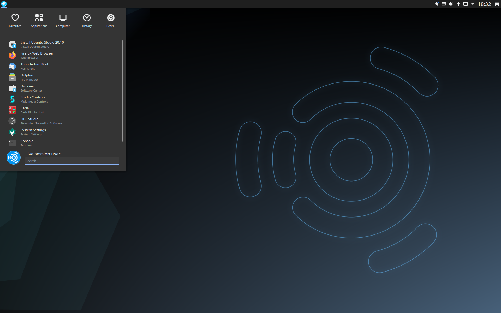 Ubuntu Studio desktop screenshot: 20.10