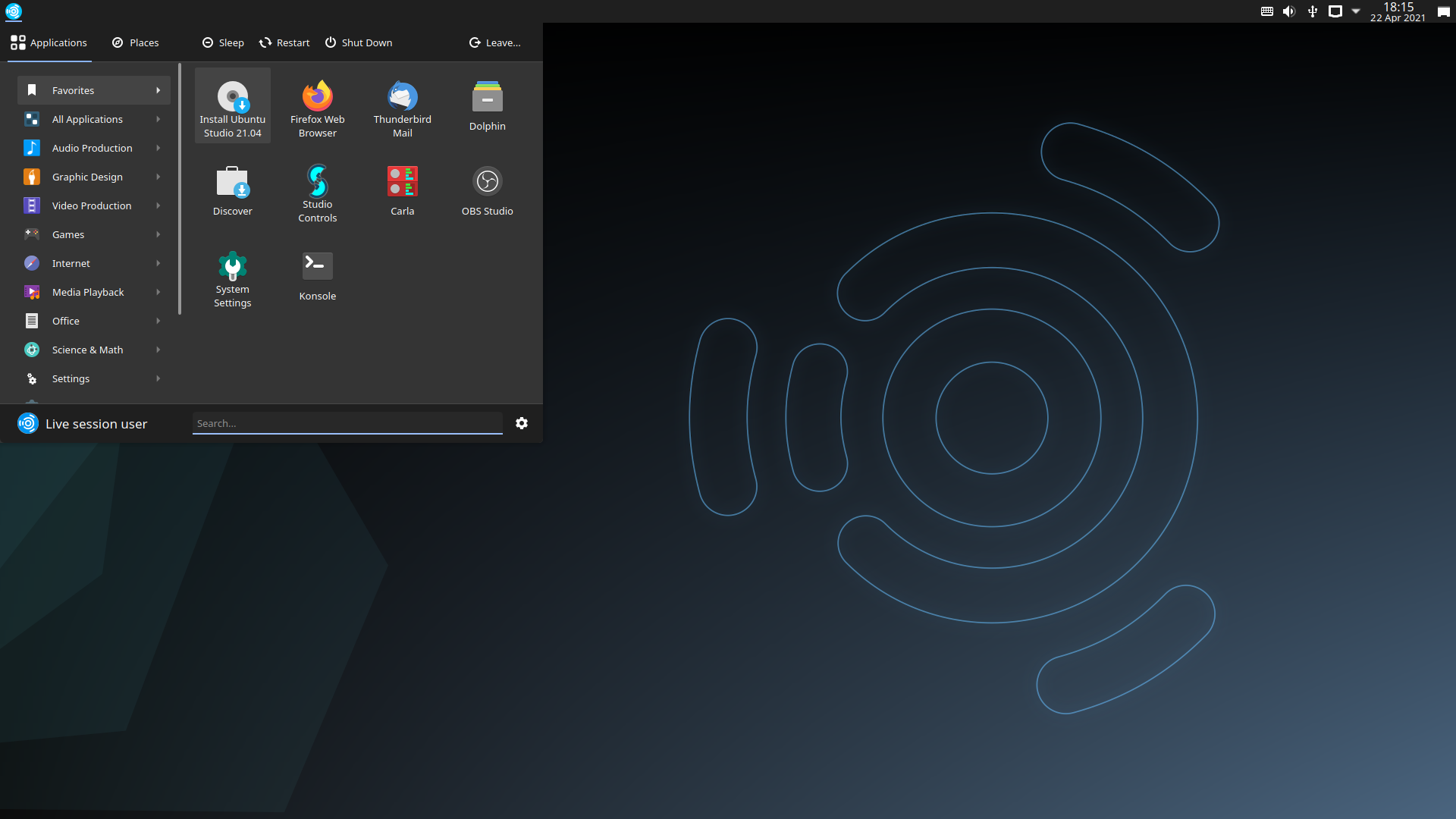 Ubuntu Studio desktop screenshot: 21.04