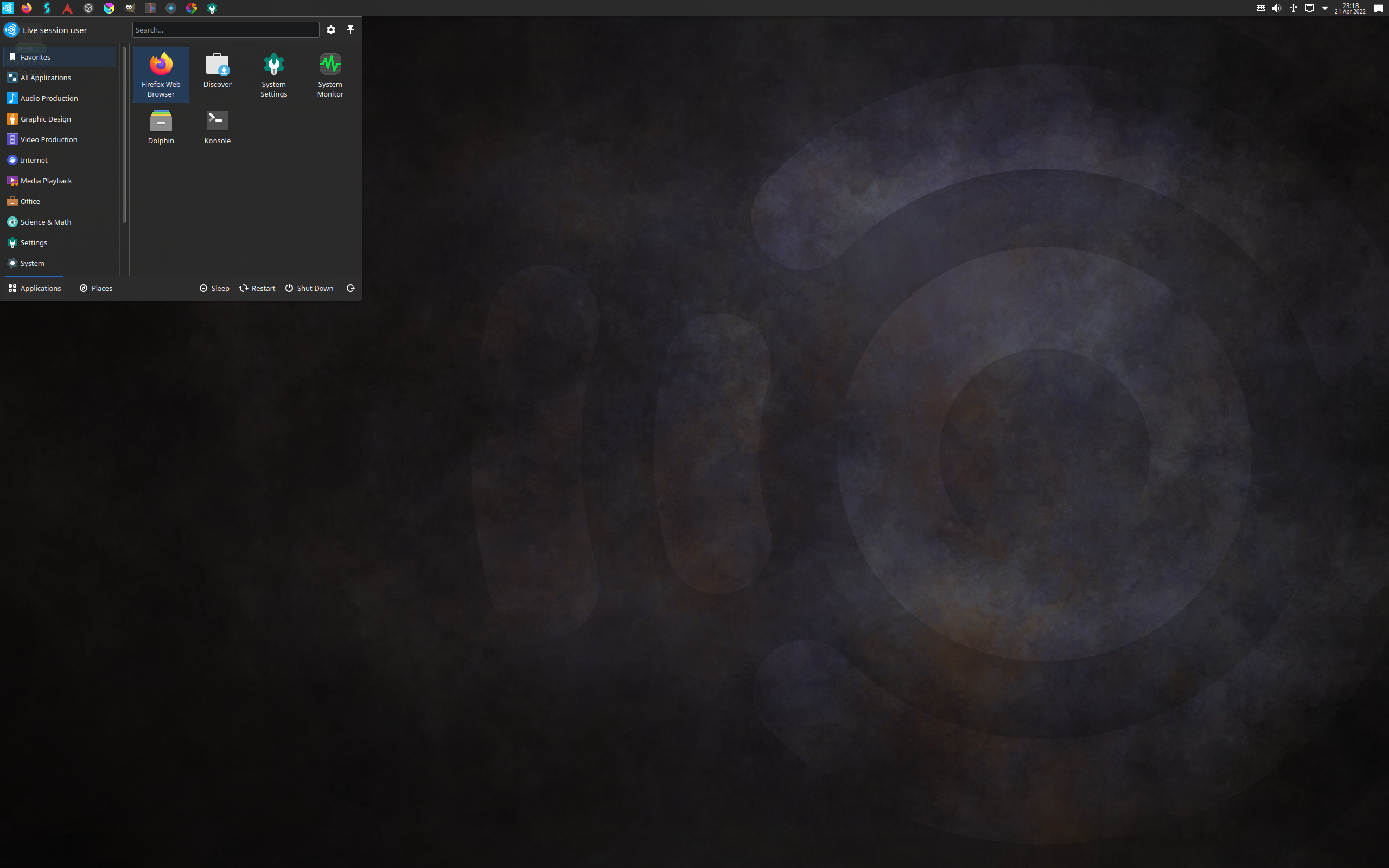 Ubuntu Studio desktop screenshot: 22.04