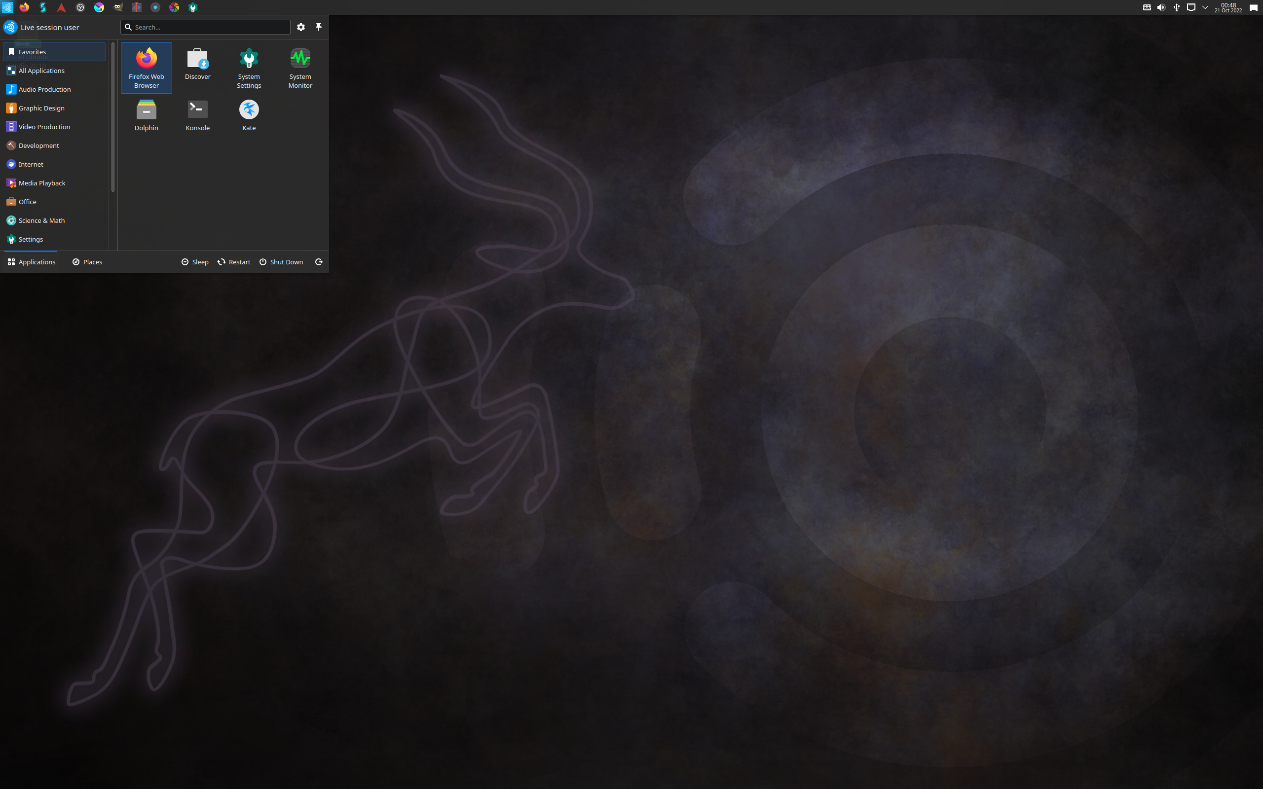 Ubuntu Studio desktop screenshot: 22.10