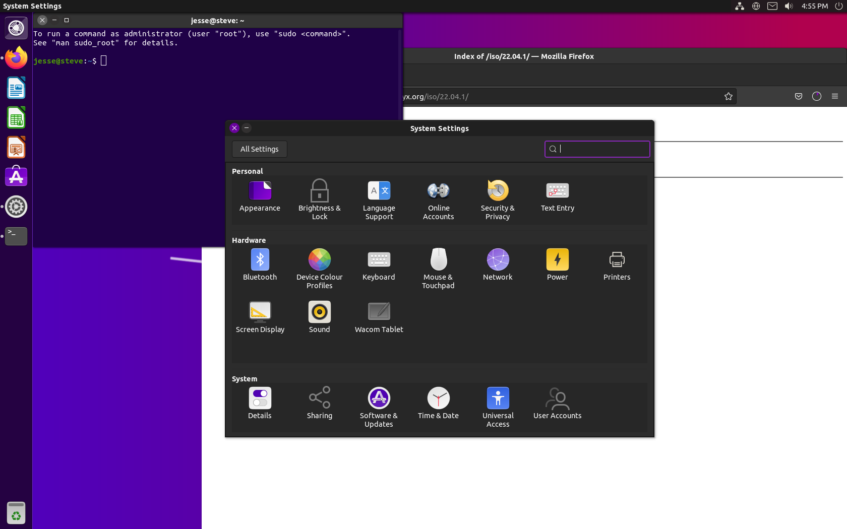 Ubuntu Unity desktop screenshot: 20.04 settings