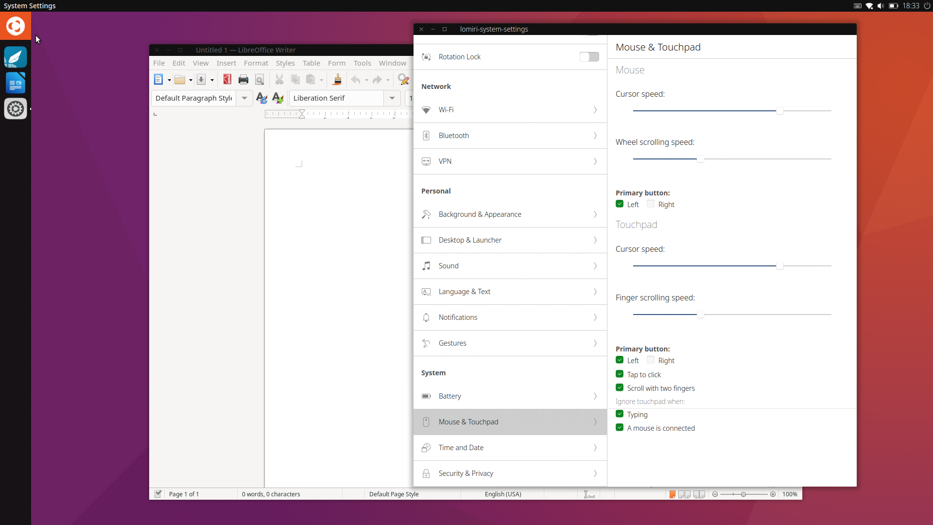 Ubuntu Unity desktop screenshot: 24.04 lomiri mouse