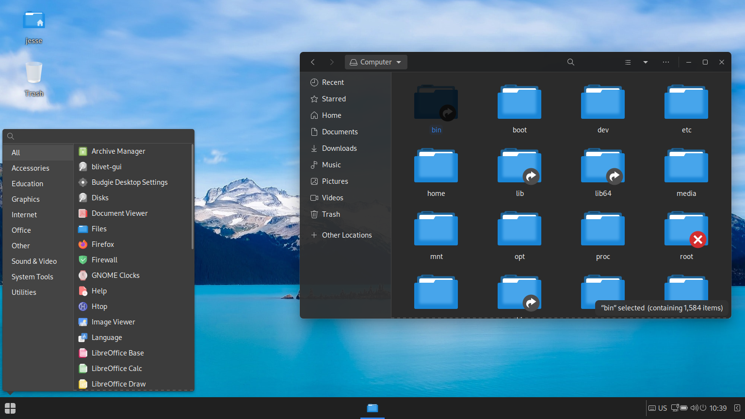 Ultramarine desktop screenshot: 35 menu