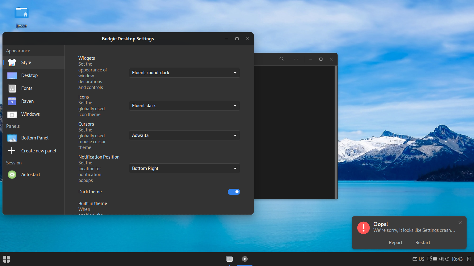 Ultramarine desktop screenshot: 35 settings