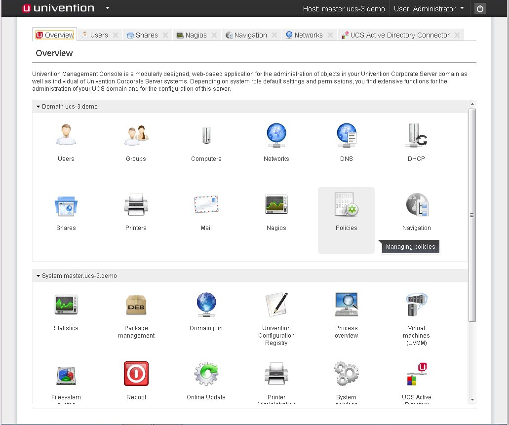 Univention desktop screenshot: 3.0
