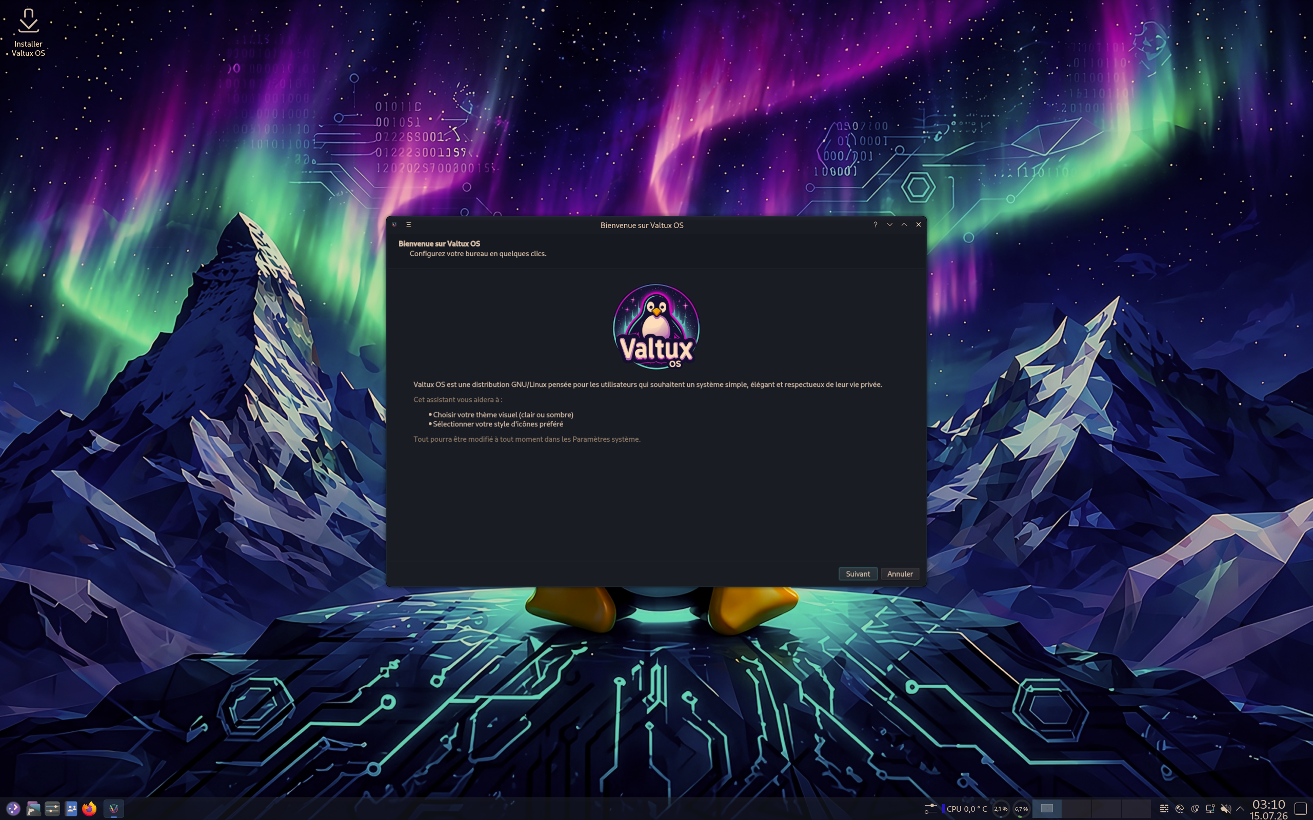 Valtux desktop screenshot: 1.0 kde