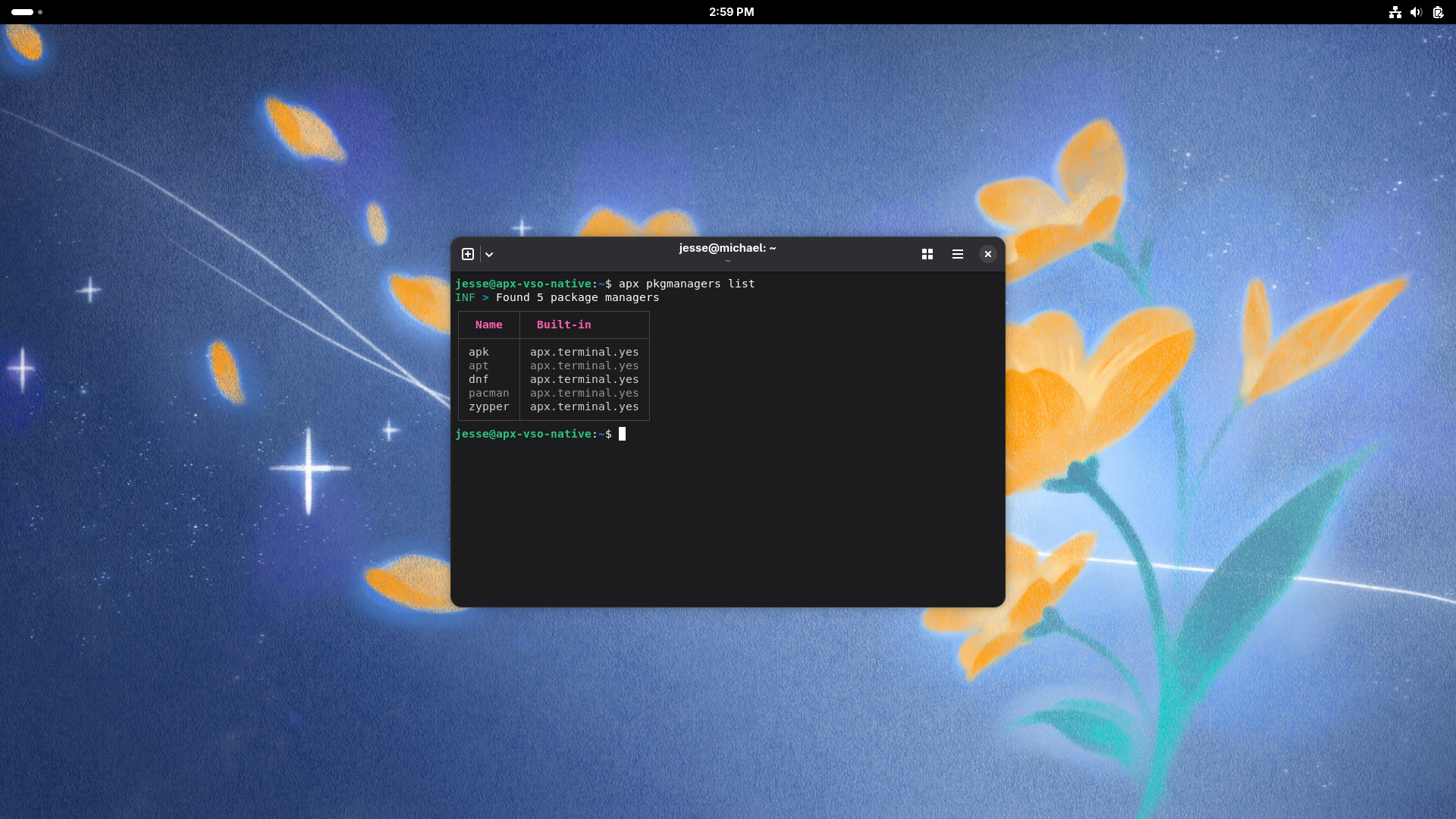 Vanilla desktop screenshot: 3 terminal