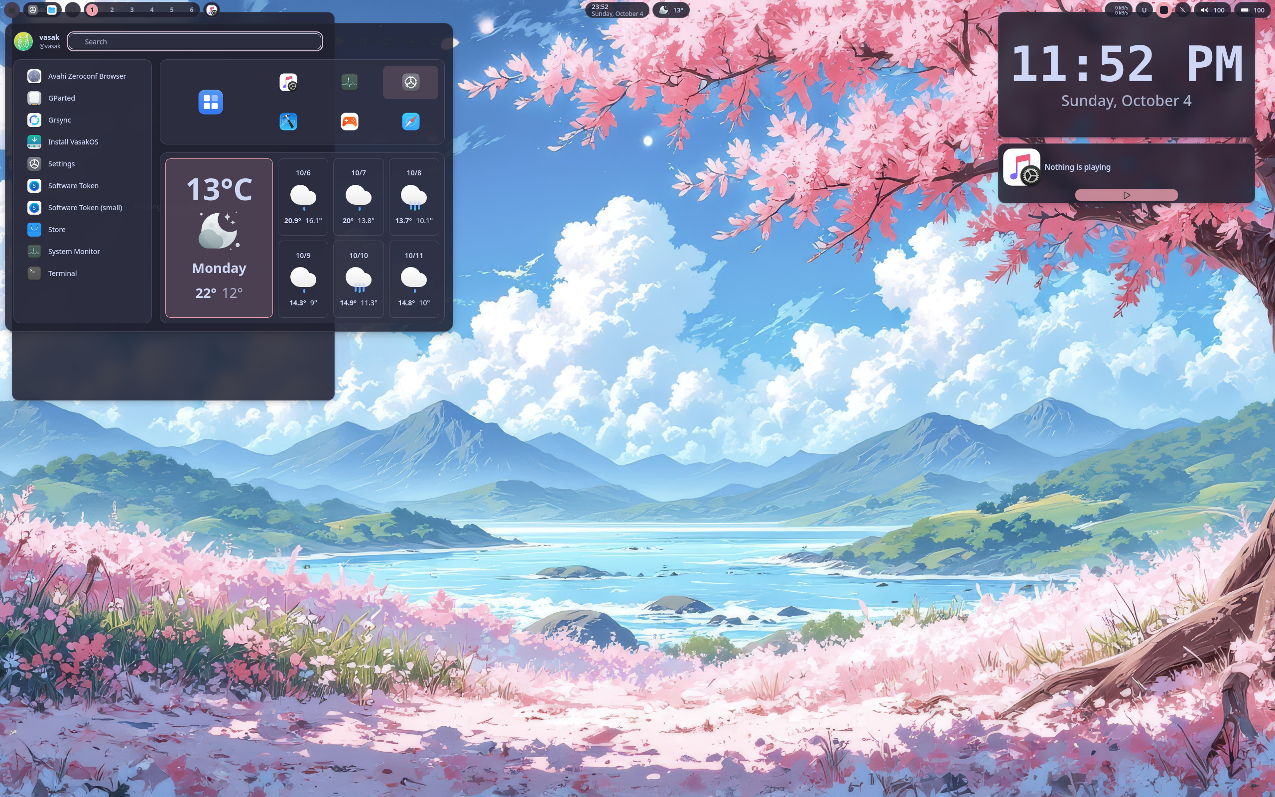 VasakOS desktop screenshot: 2026.10.04 vasak
