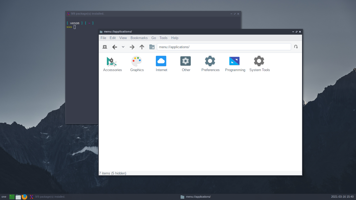 Venom desktop screenshot: 20210312 file manager