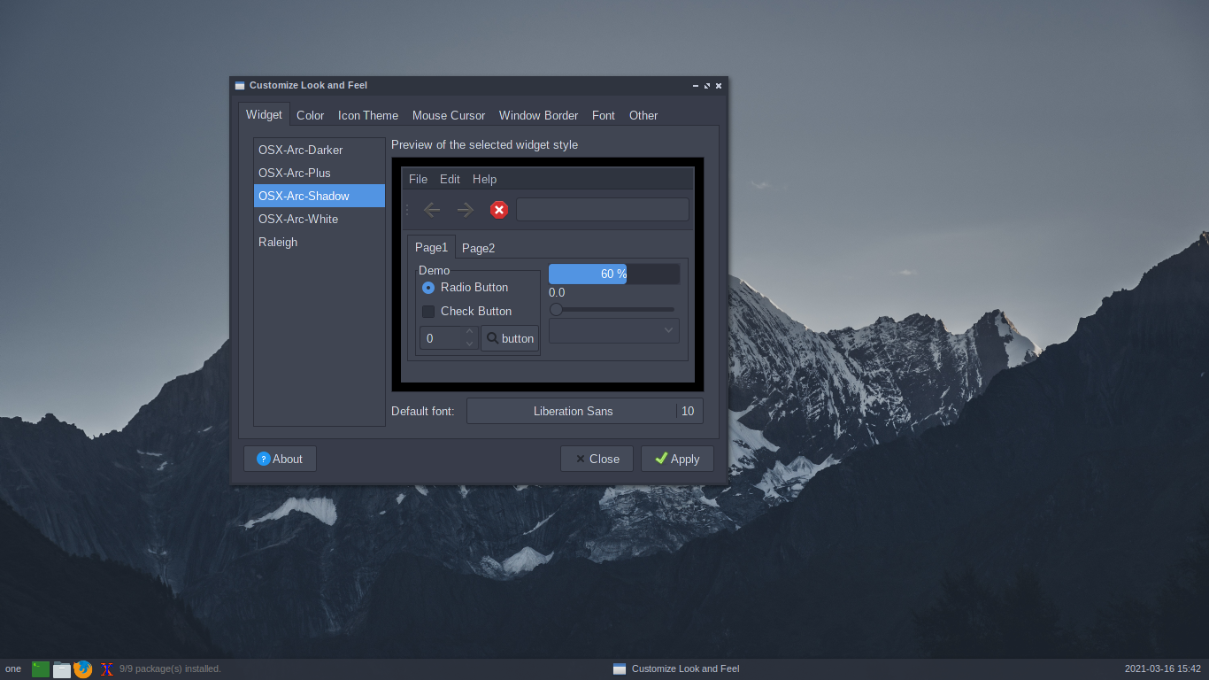 Venom desktop screenshot: 20210312 settings