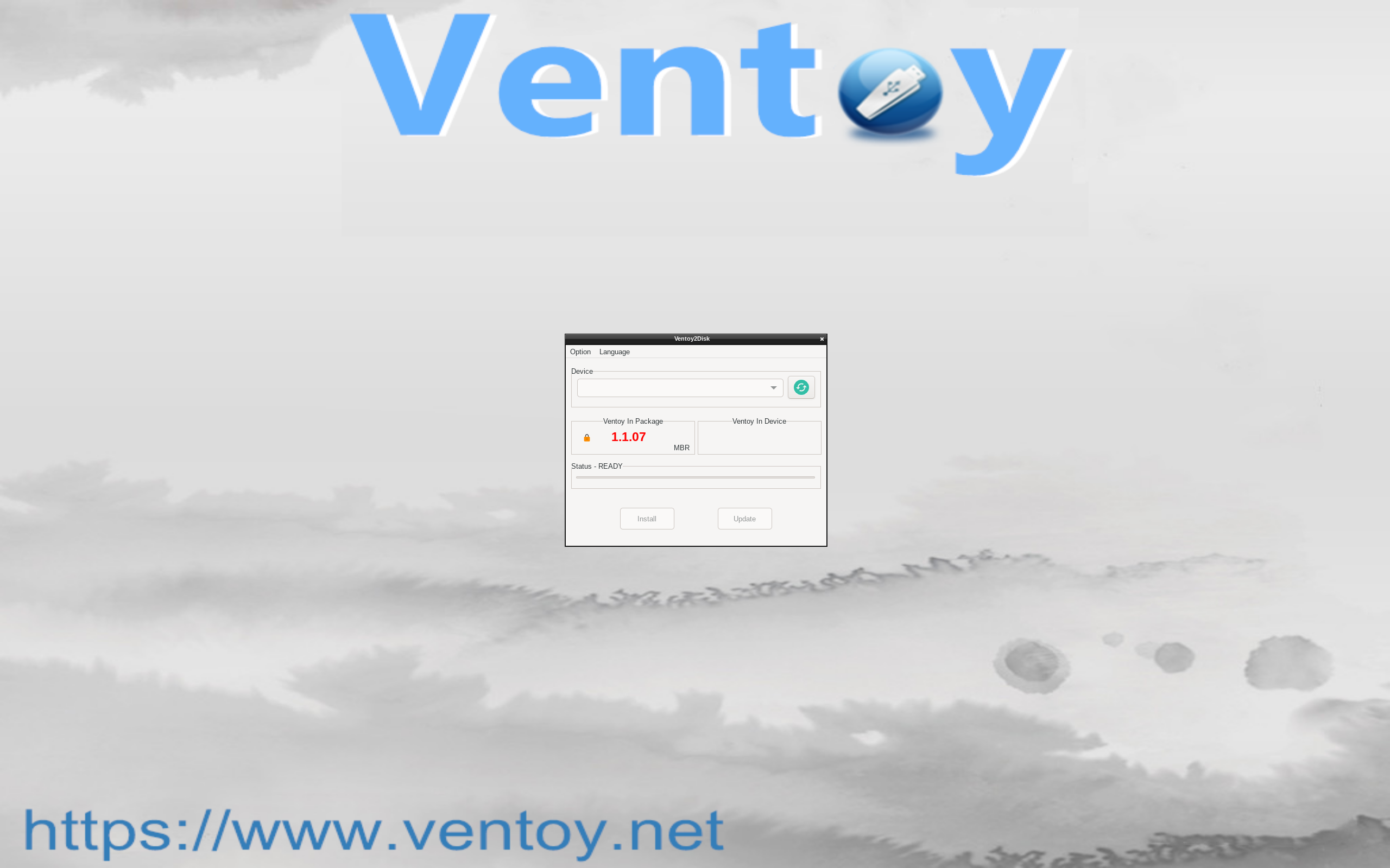 Ventoy desktop screenshot: 1.1.07