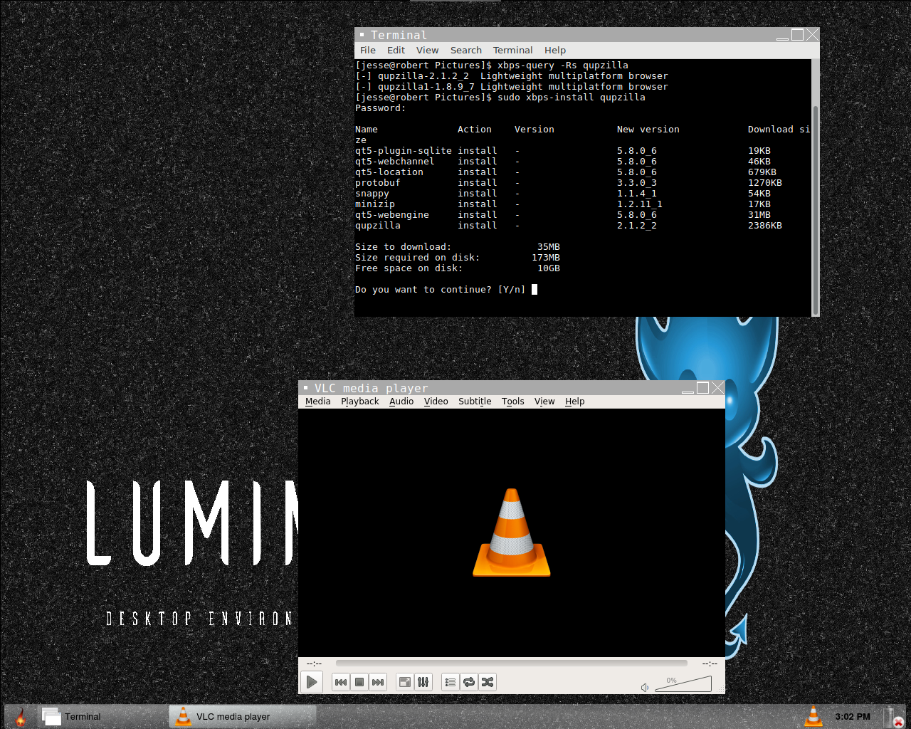 Void desktop screenshot: 20170220 install