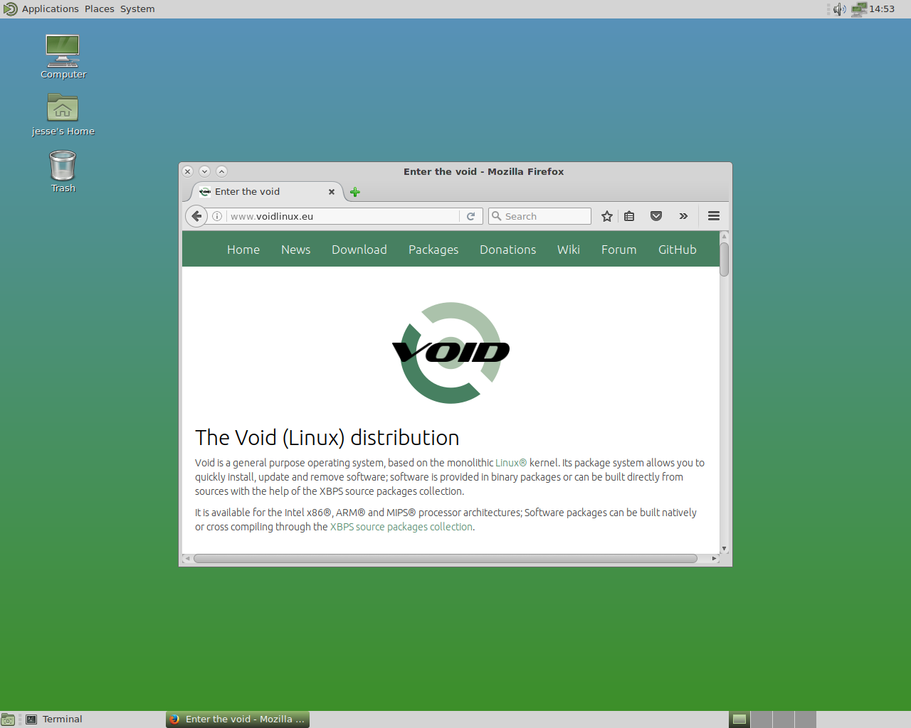 Void desktop screenshot: 20170220 web