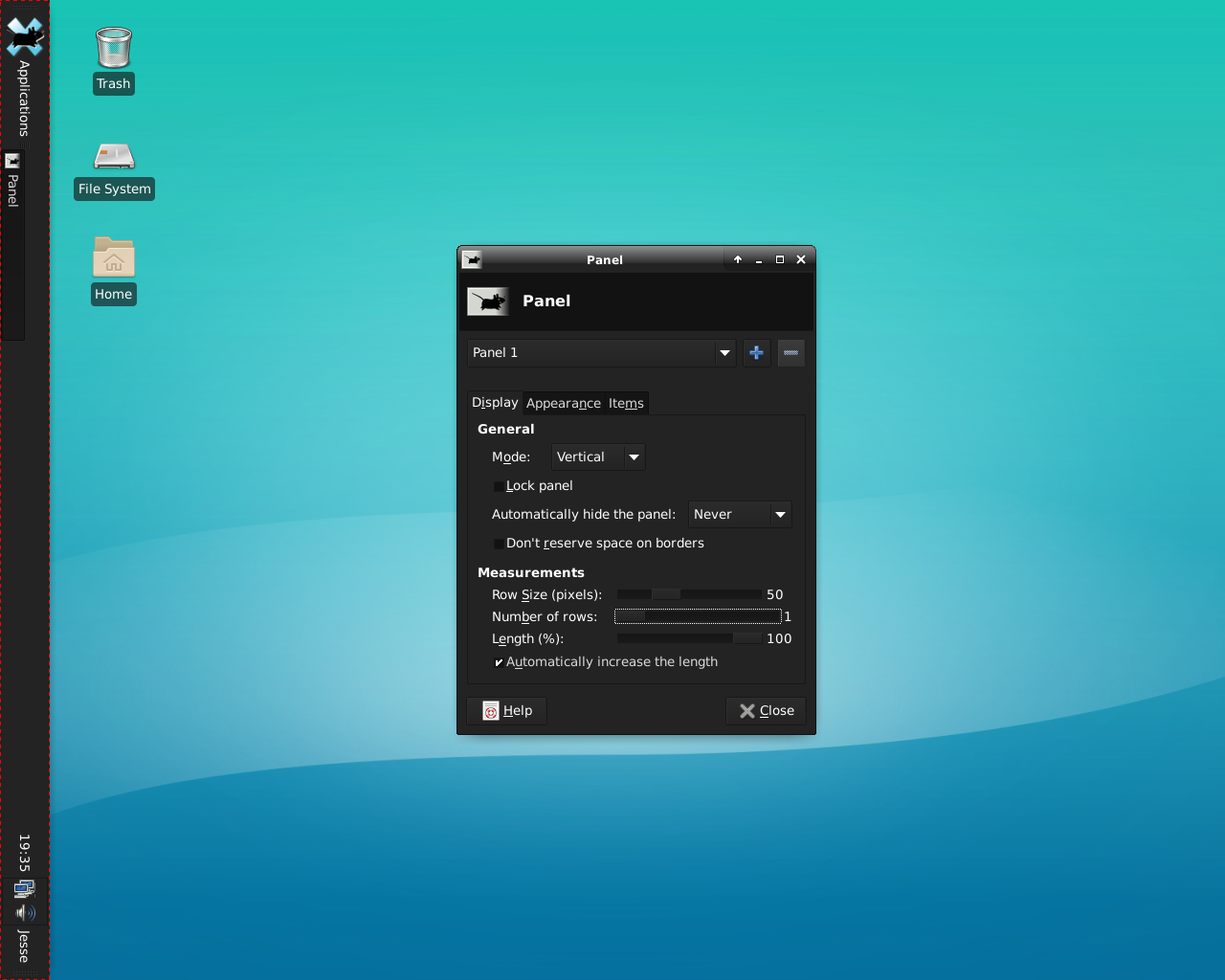 Void desktop screenshot: 20181111 panel