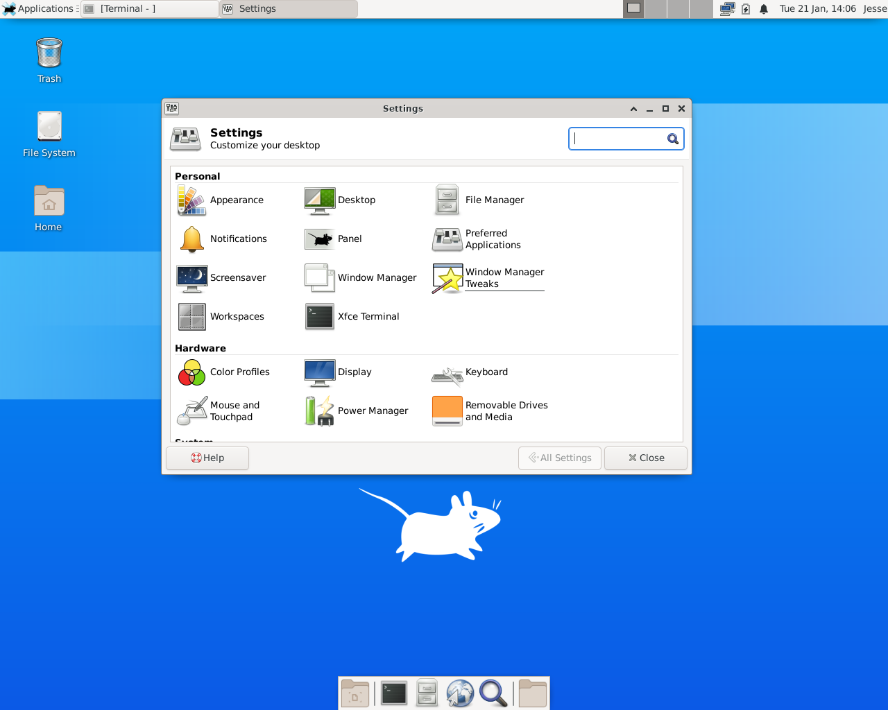 Void desktop screenshot: 20191109 settings
