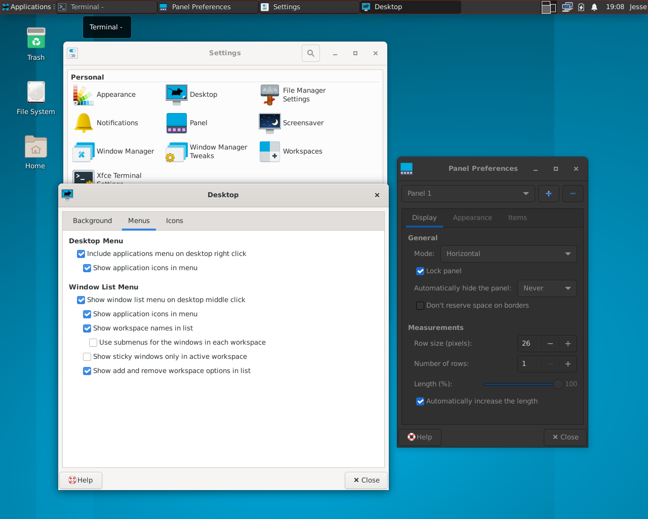 Void desktop screenshot: 20210218 settings