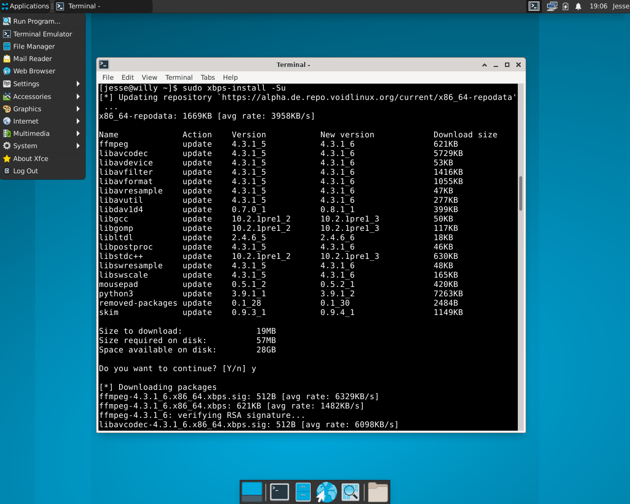 Void desktop screenshot: 20210218 xbps