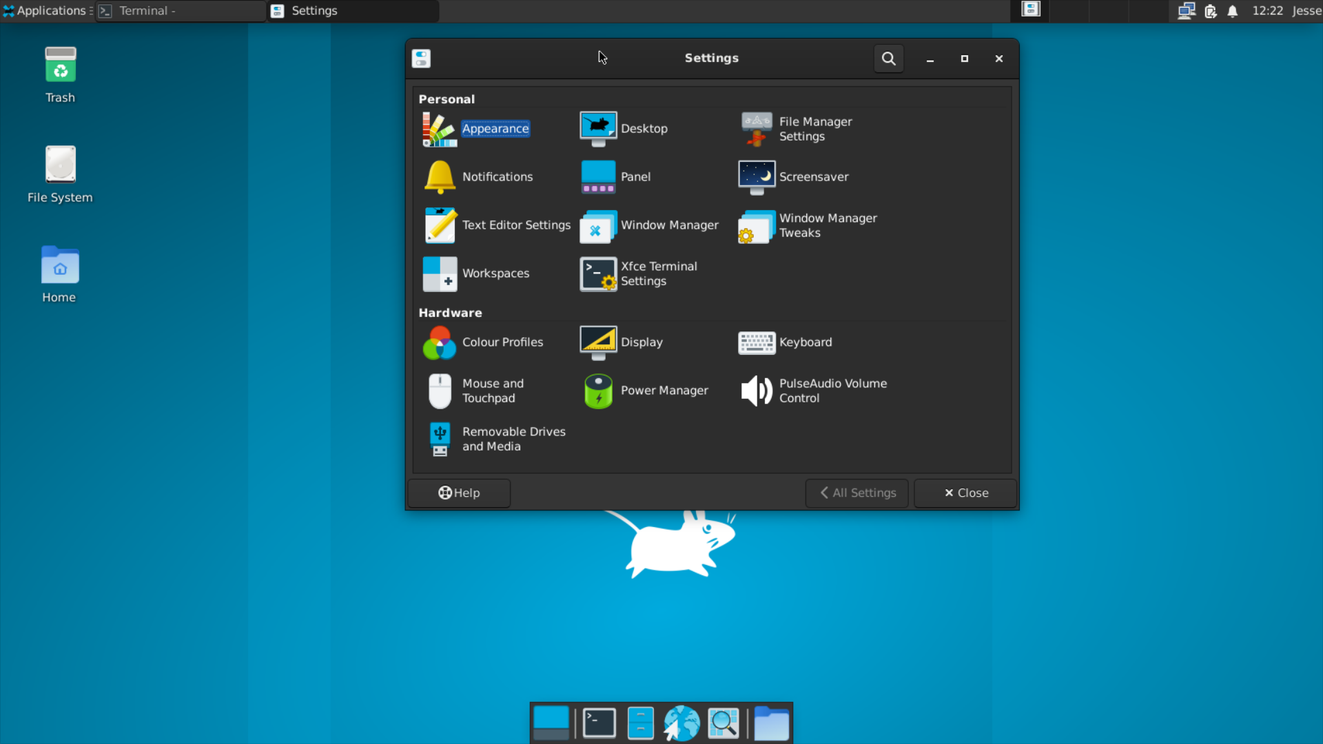 Void desktop screenshot: 20221001 settings