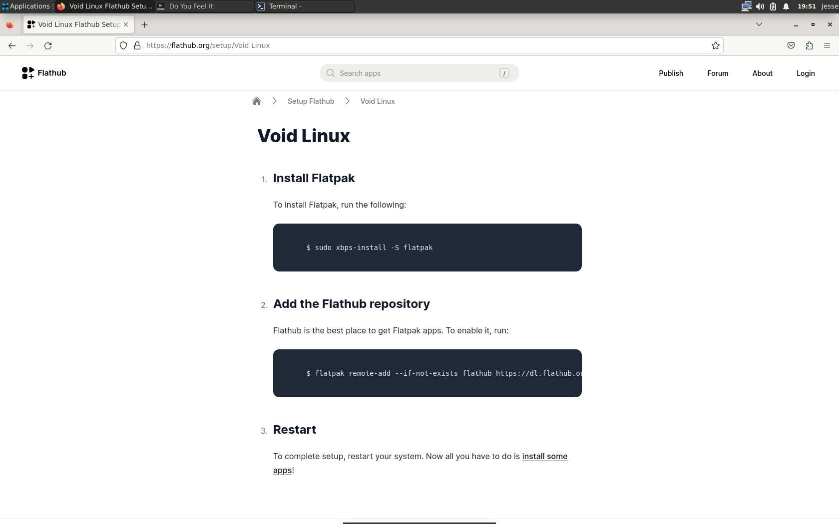 Void desktop screenshot: 20230628 flatpak