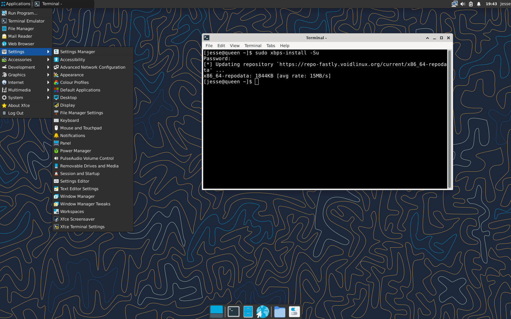 Void desktop screenshot: 20230628 menu