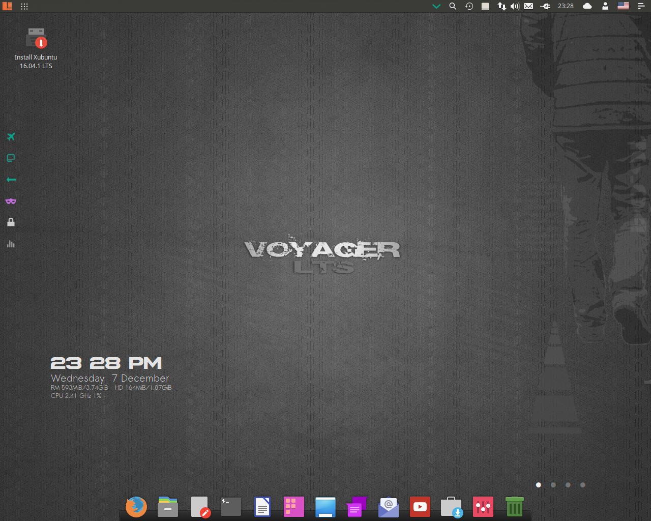 Voyager desktop screenshot: 16.04.1.1