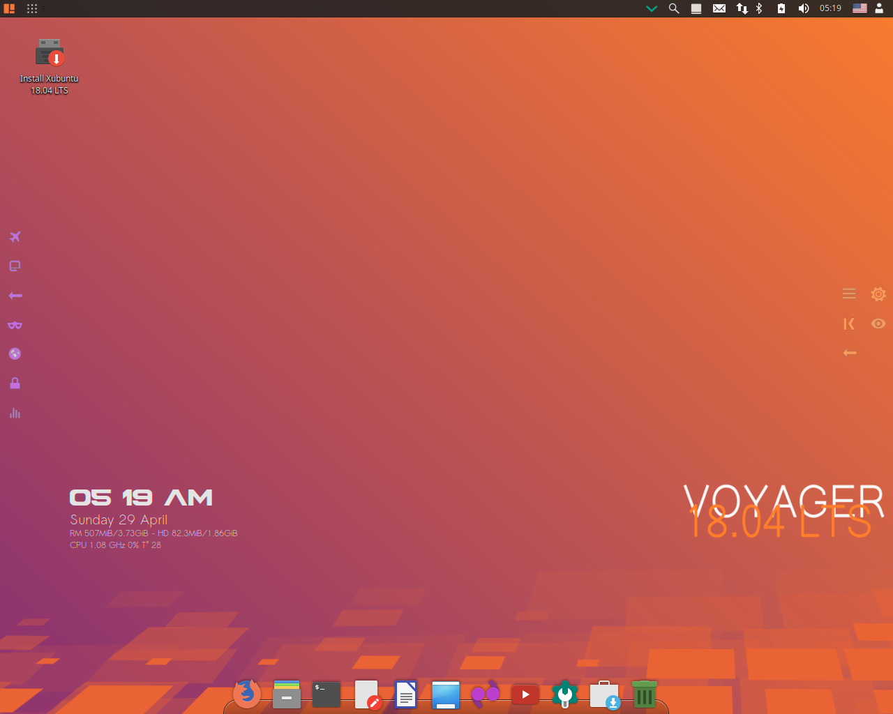 Voyager desktop screenshot: 18.04