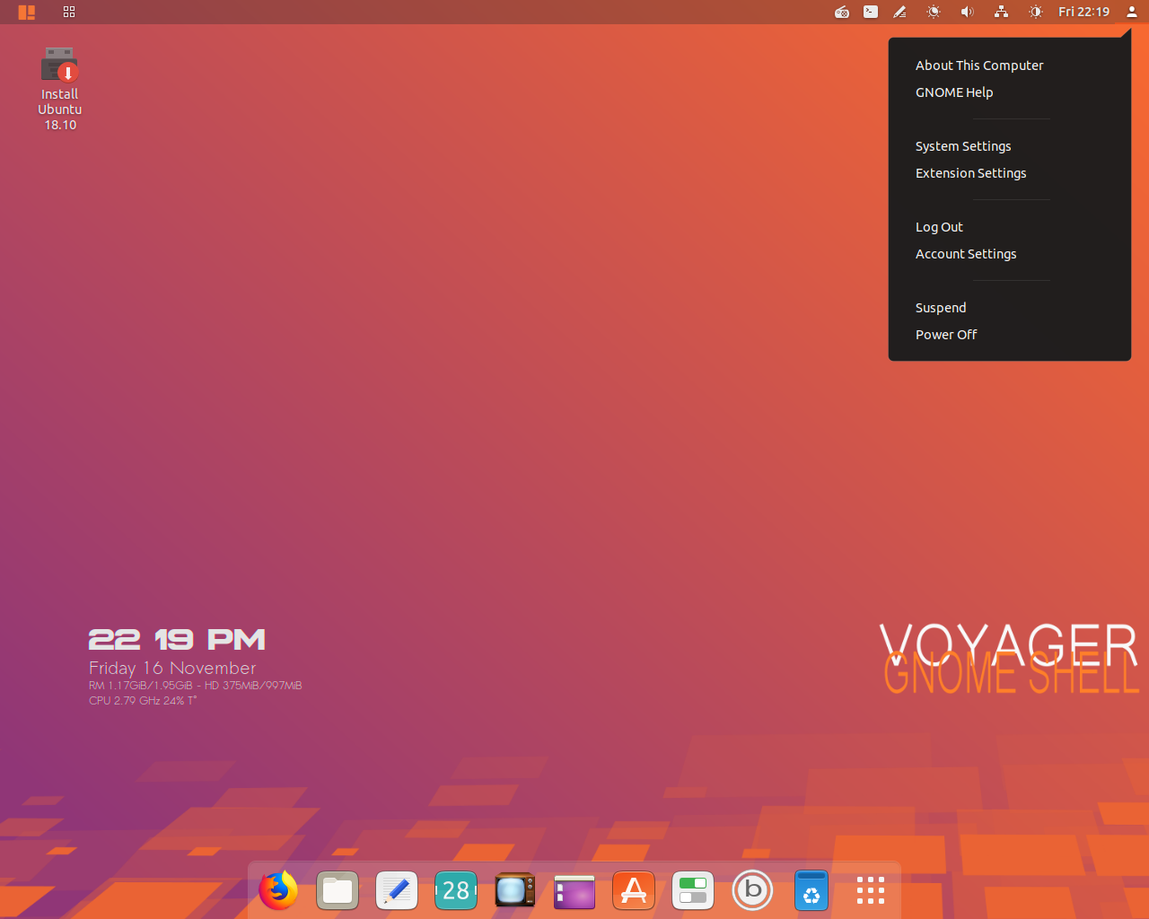 Voyager desktop screenshot: 18.10