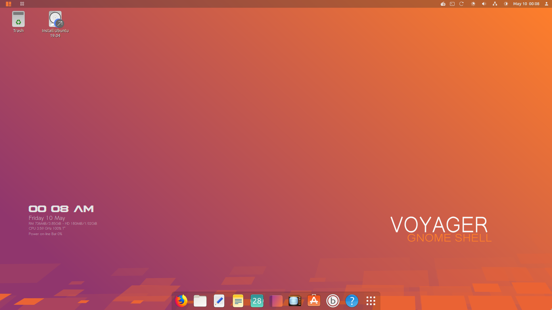 Voyager desktop screenshot: 19.04
