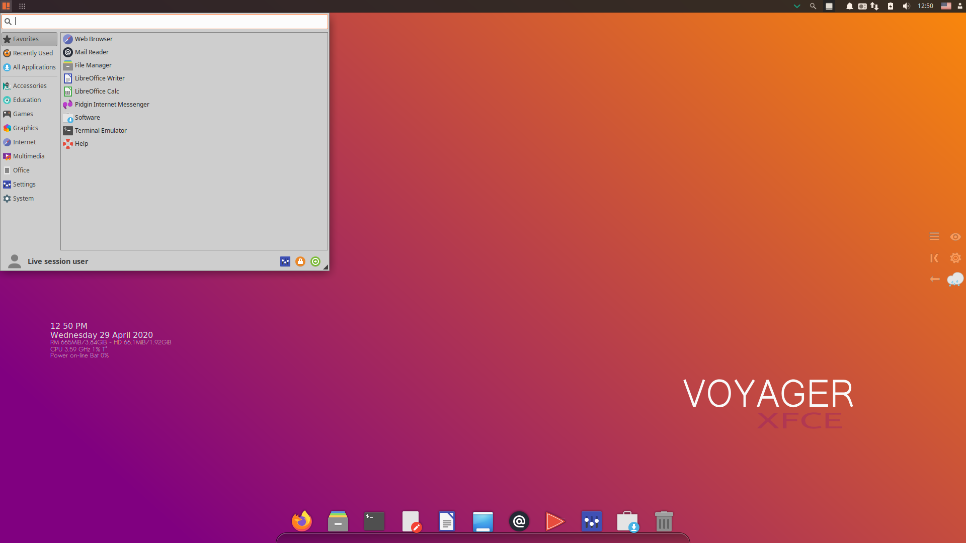 Voyager desktop screenshot: 20.04
