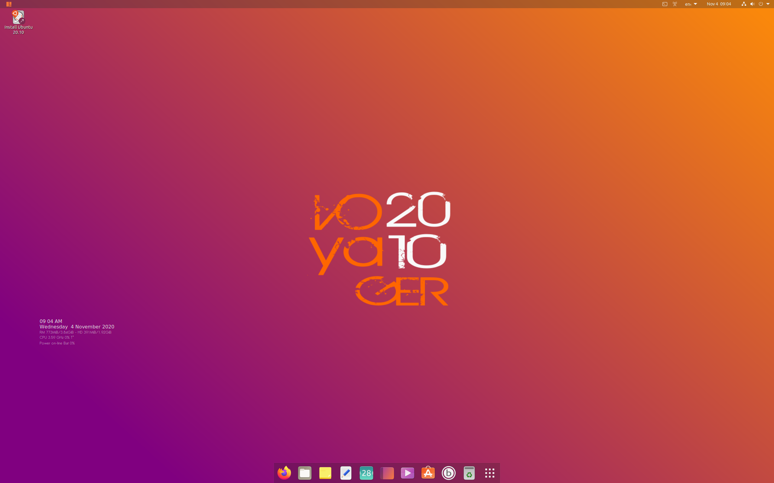 Voyager desktop screenshot: 20.10.1