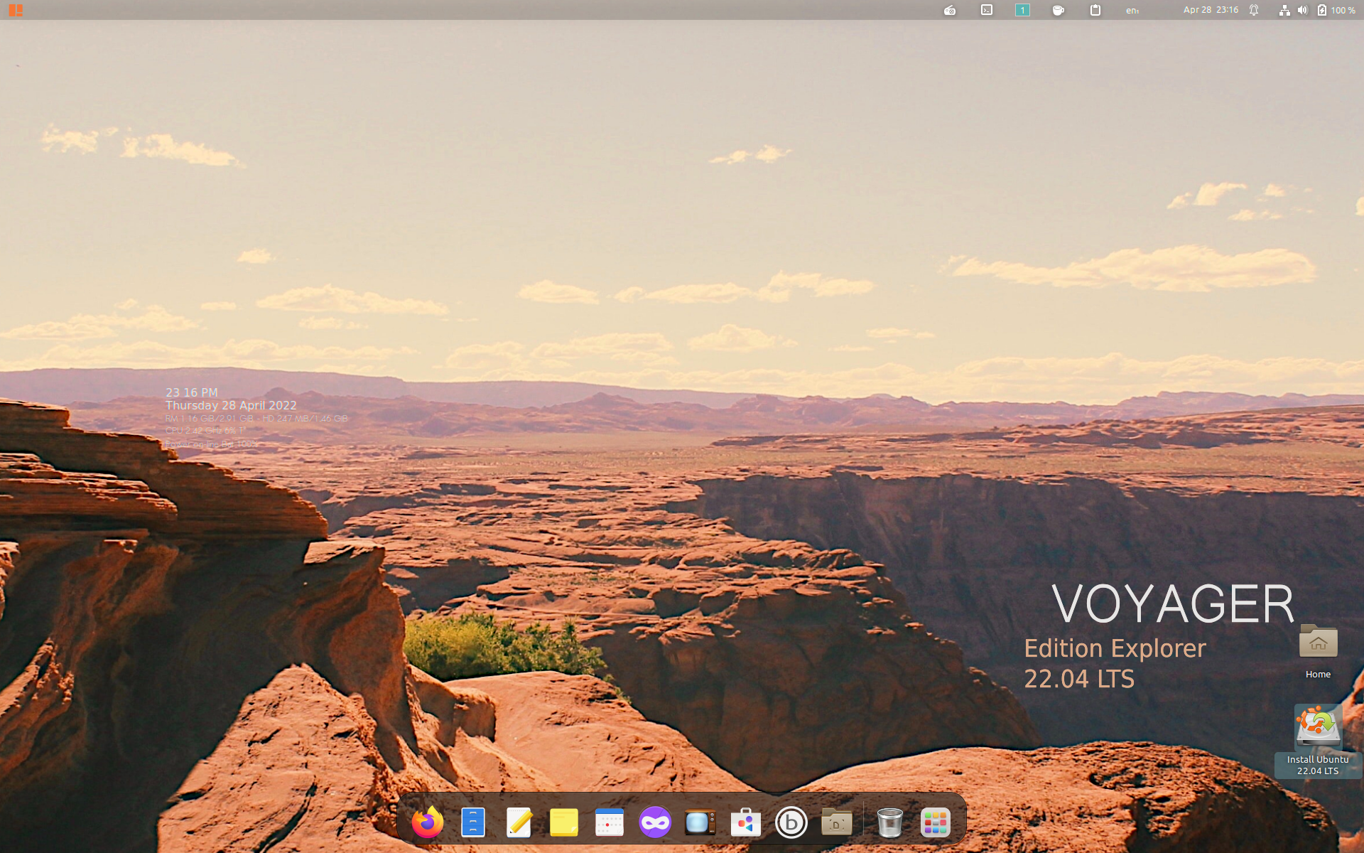 Voyager desktop screenshot: 22.04