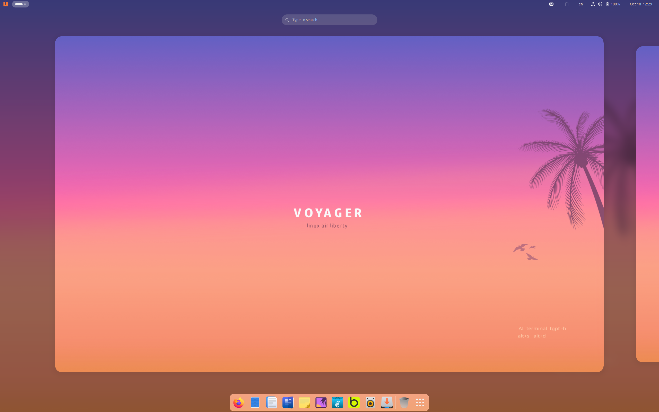 Voyager desktop screenshot: 25.10