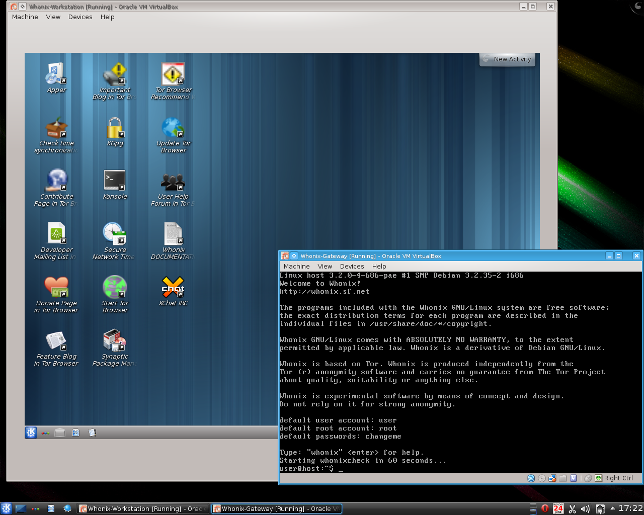 Whonix desktop screenshot: 0.5.6 desktop