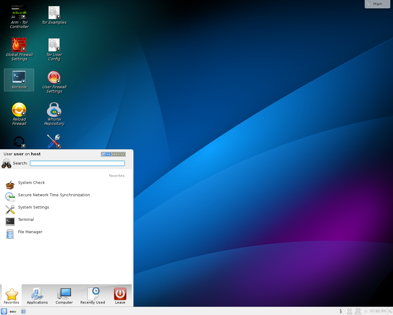Whonix desktop screenshot: 12.0.0.3.2
