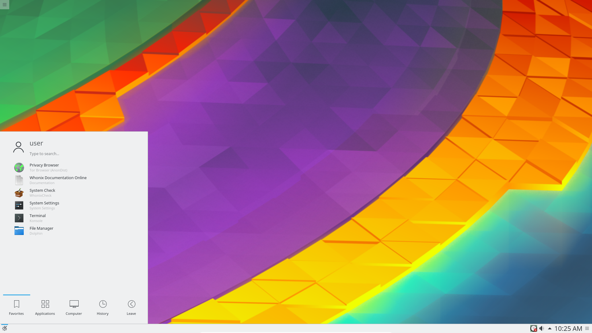 Whonix desktop screenshot: 14.0.0.9.3