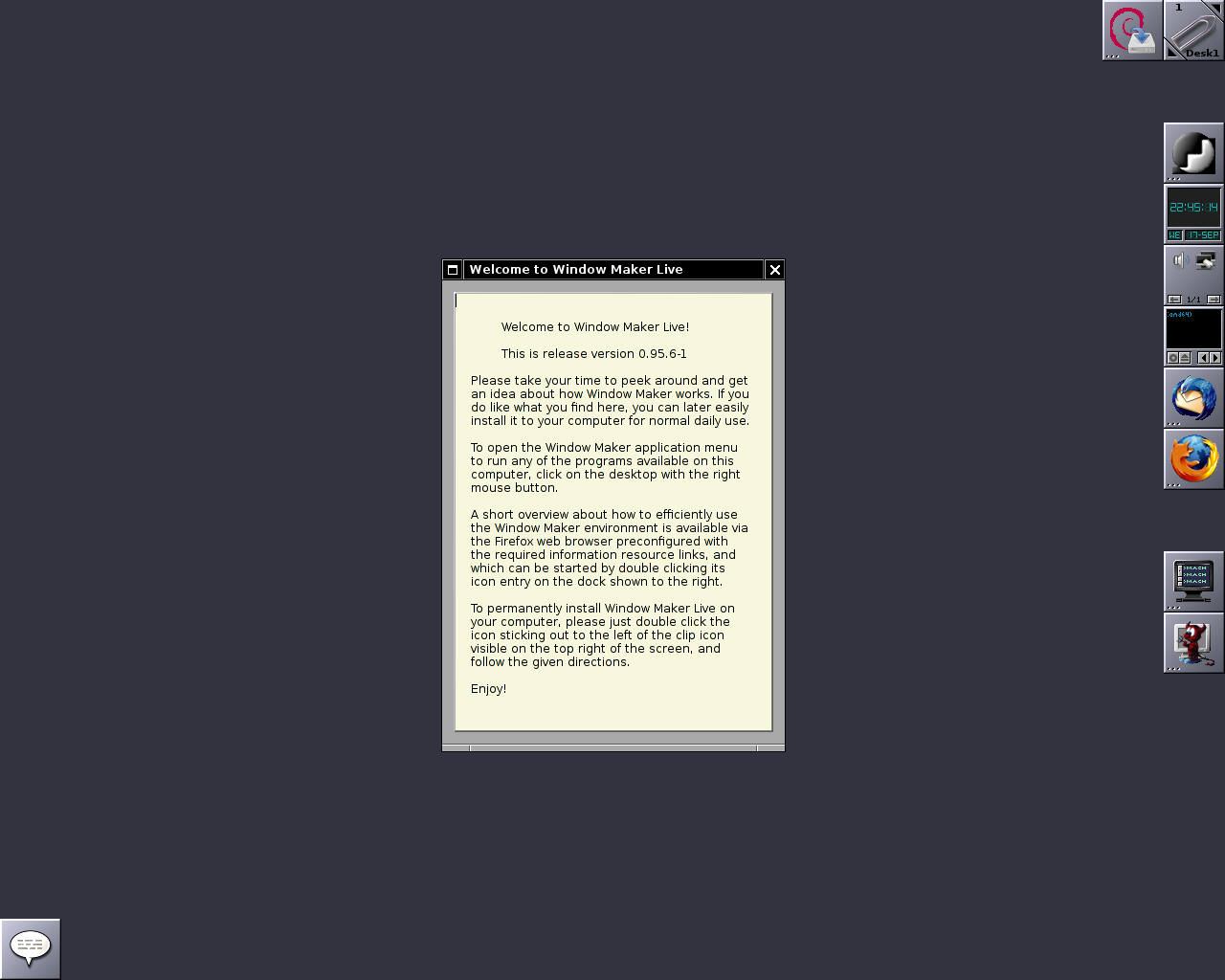 WM Live desktop screenshot: 0.95.6 1