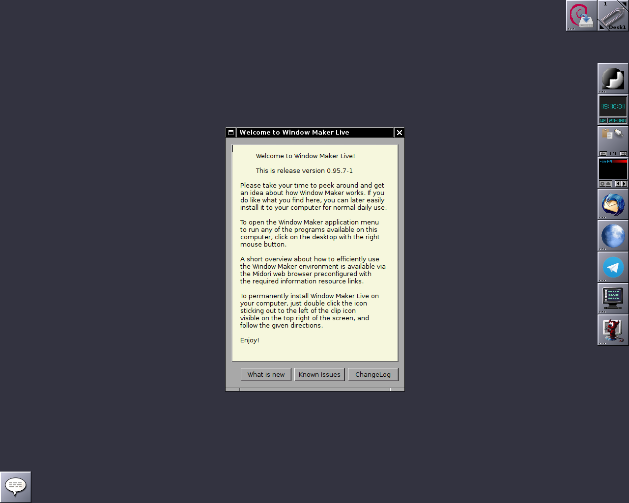 WM Live desktop screenshot: 0.95.7 2
