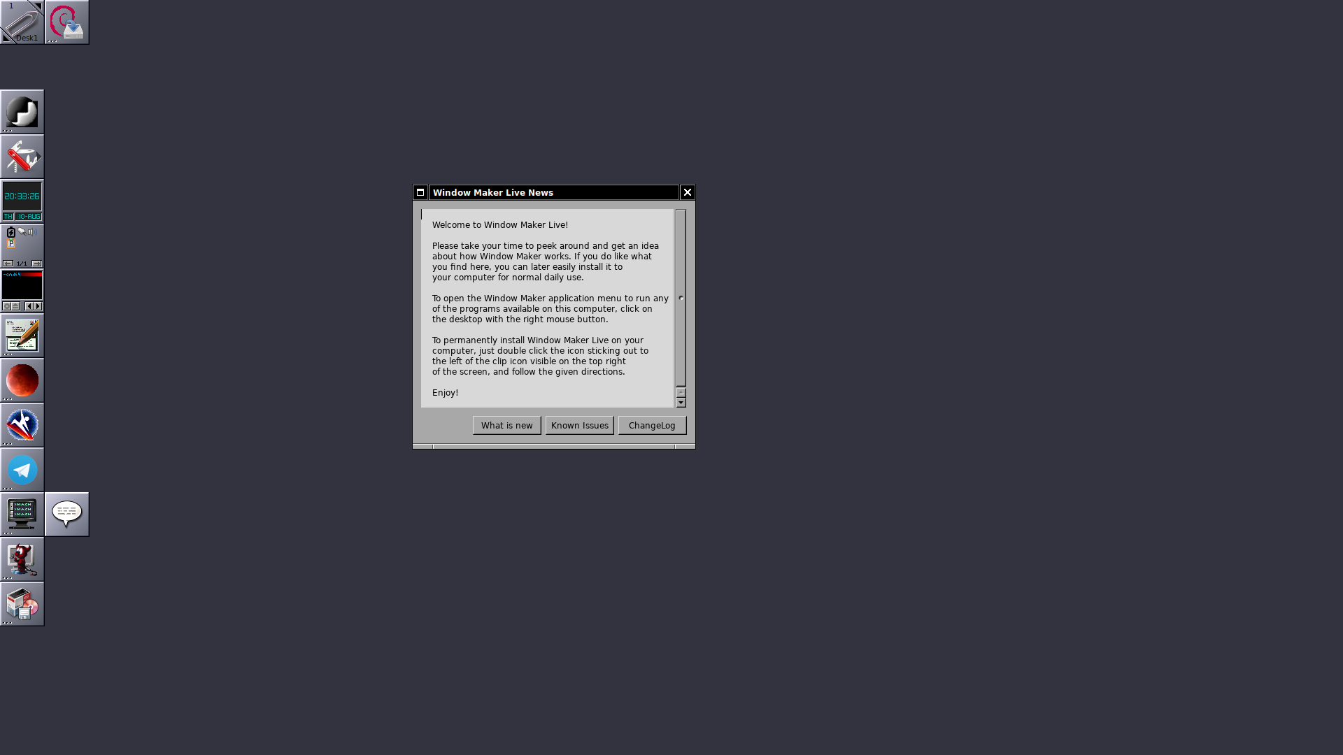 WM Live desktop screenshot: 0.95.9 0