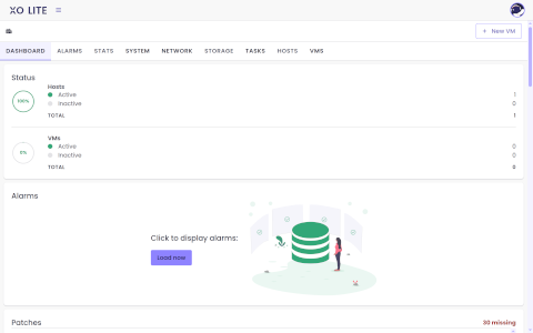 XCP-ng desktop screenshot: Distribution overview