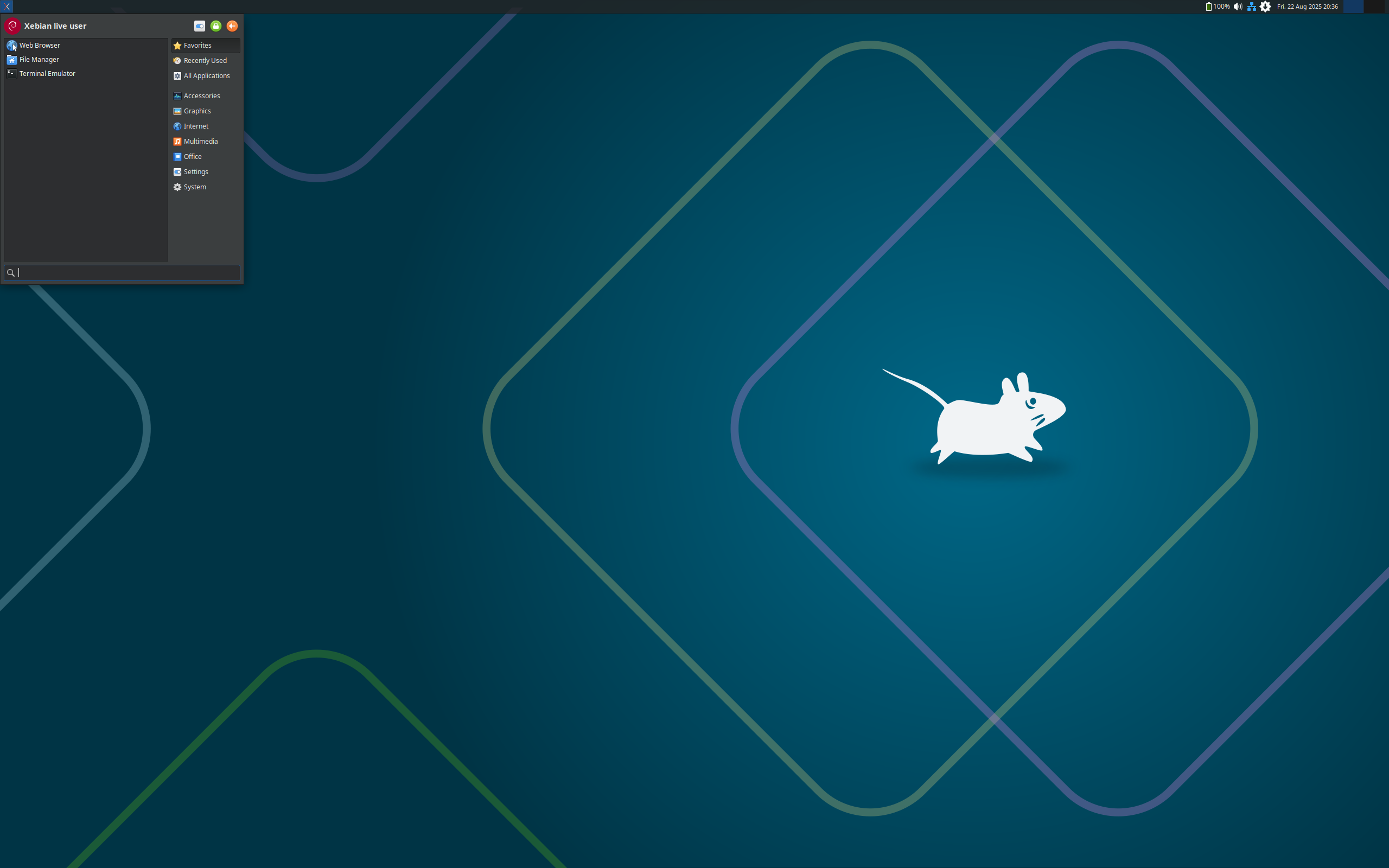Xebian desktop screenshot: 2025 08 11