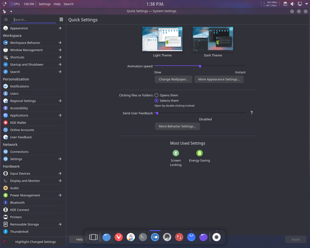 XeroLinux desktop screenshot: 2022 settings
